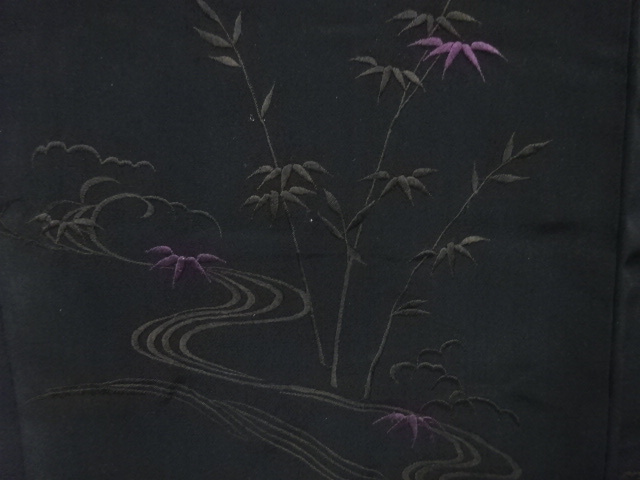 アンティーク　流水に笹模様刺繍絵羽織